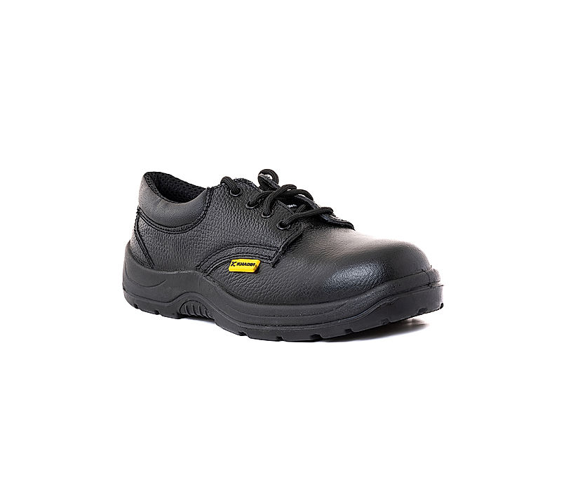 KHADIM Black Leather Industrial Labour Safety Shoe for Men (6680086)