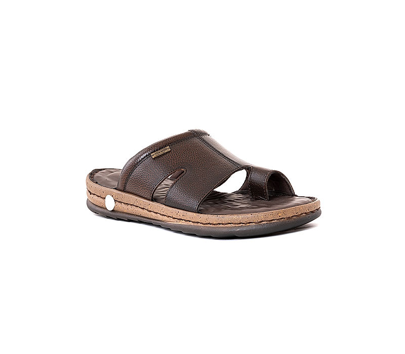 KHADIM British Walkers Brown Leather Slip On Sandal for Men (9361314)