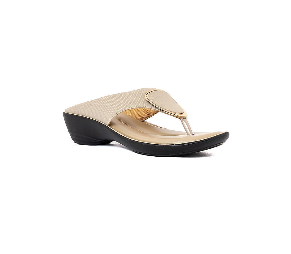 Khadim Beige Casual Heel Slip On for Women