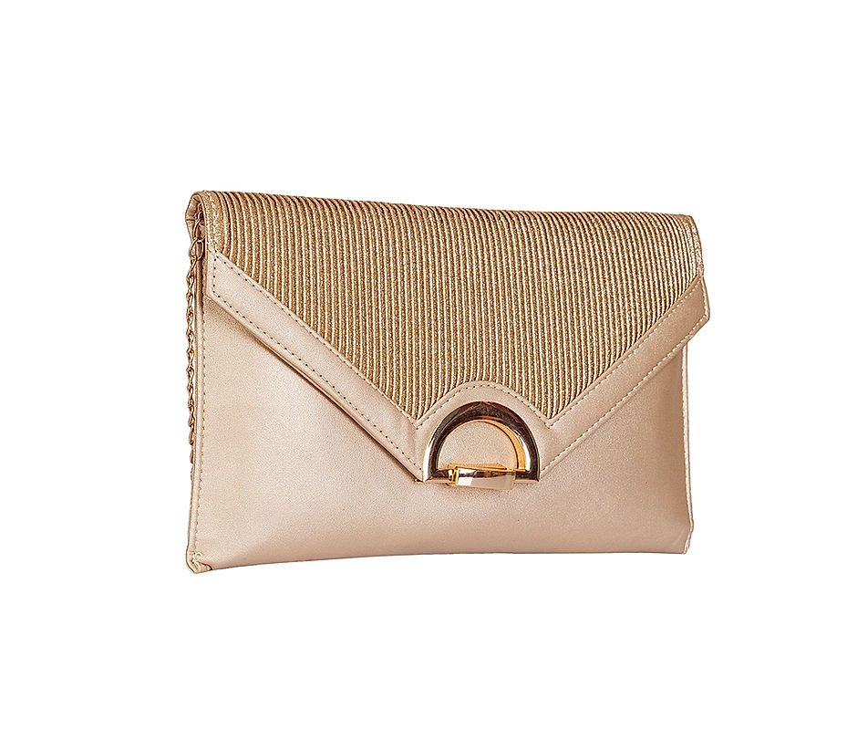 Khadim Gold Envelope Purse cum Sling Bag for Women