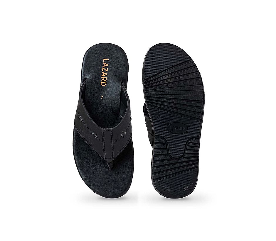 KHADIM Lazard Black Casual Flip Flops for Men (2149106)