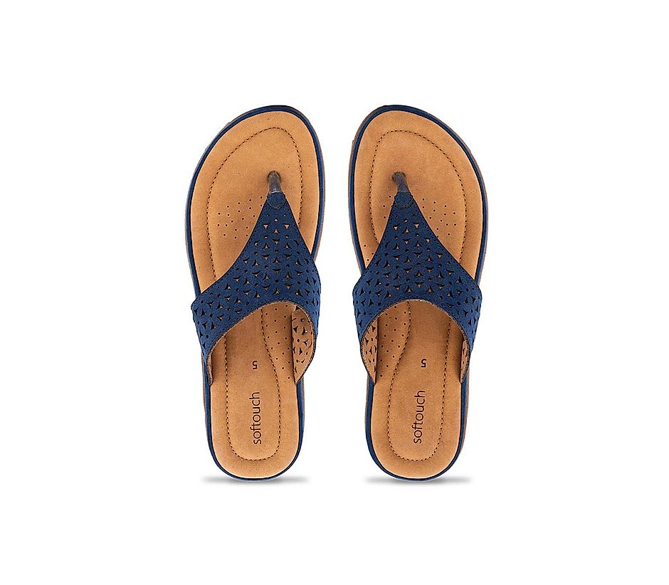 Softouch Navy Casual Flat Slip On for Women