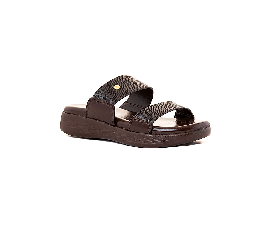 KHADIM Softouch Brown Platform Heel Slip On Sandal for Women 2661414