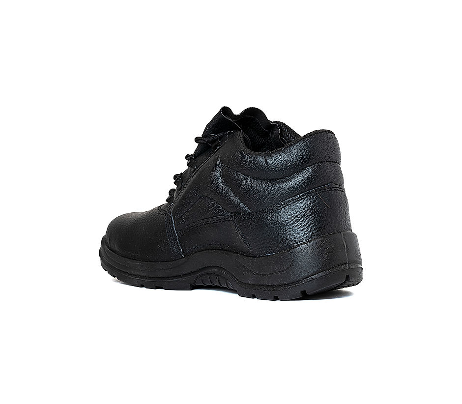 KHADIM Black Leather Industrial Labour Safety Shoe for Men 2892546