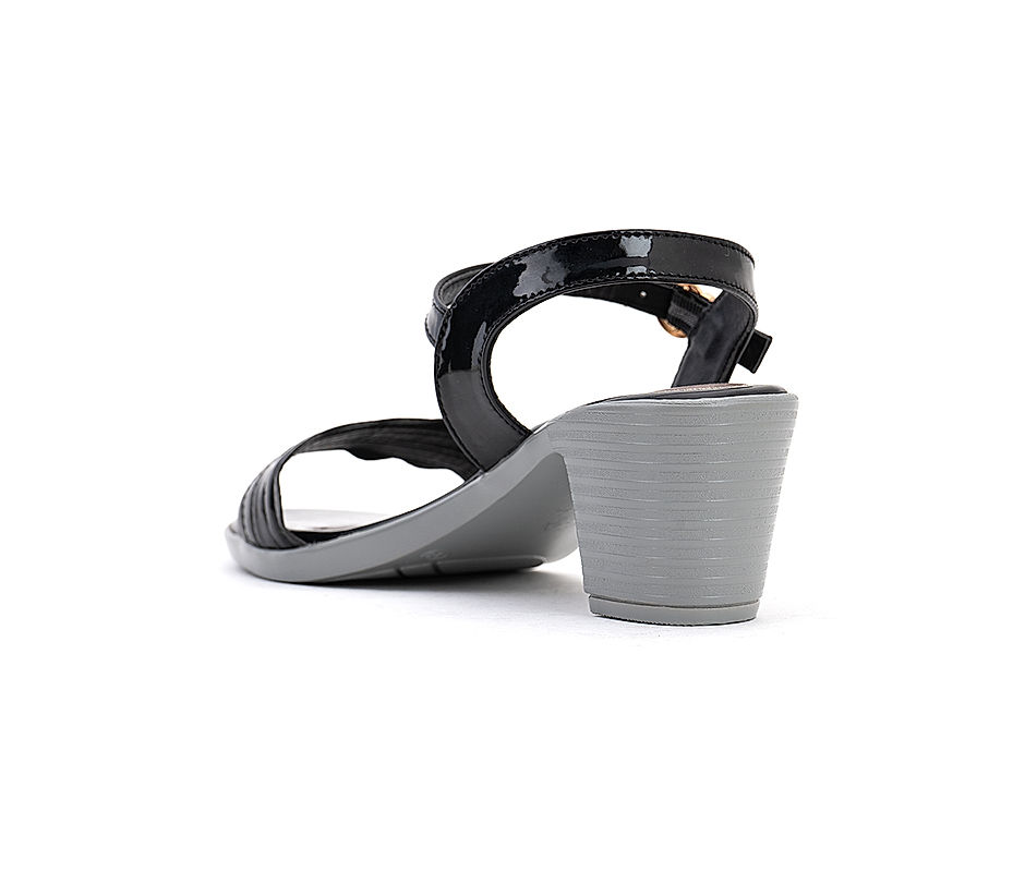KHADIM Cleo Black Block Heel Sandal for Women (3453206)