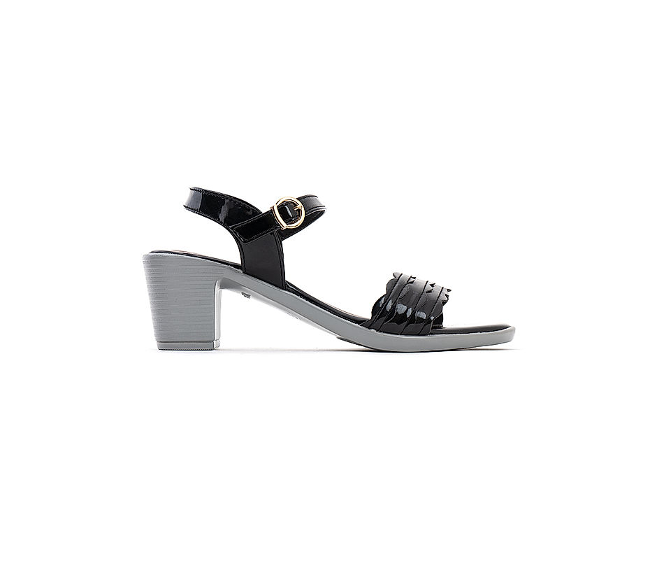 KHADIM Cleo Black Block Heel Sandal for Women (3453206)