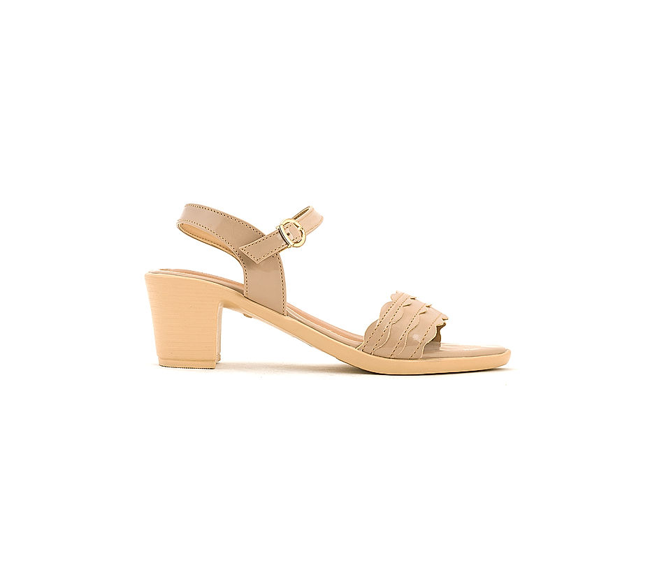 KHADIM Cleo Beige Block Heel Sandal for Women (3453208)