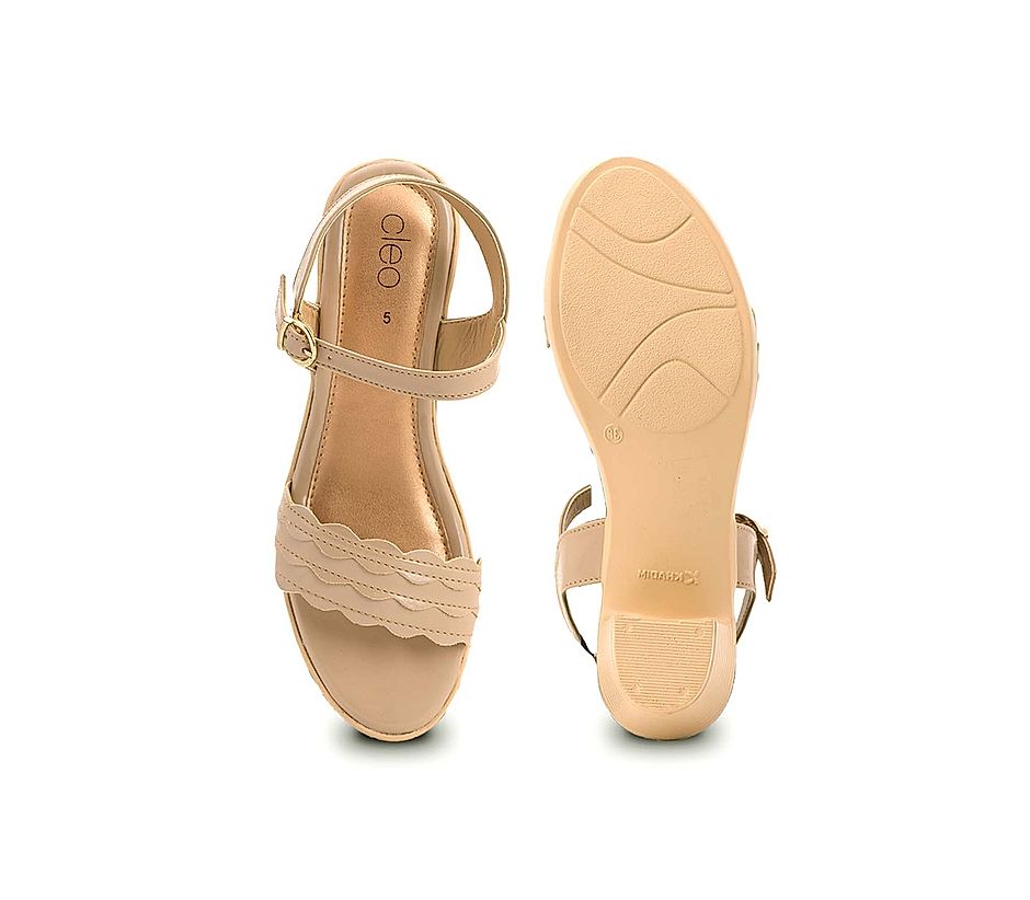 KHADIM Cleo Beige Block Heel Sandal for Women (3453208)