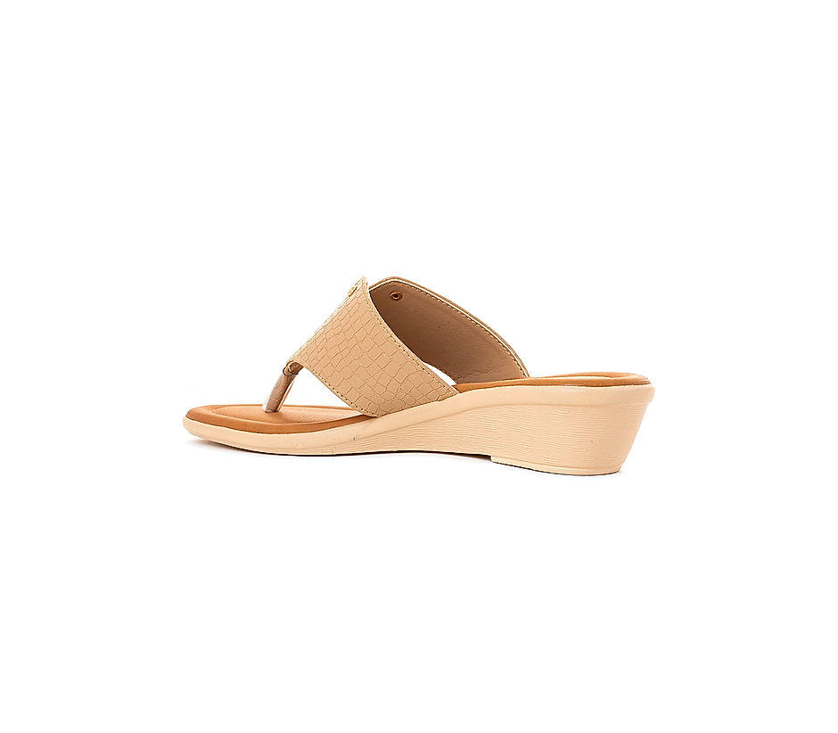 KHADIM Beige Wedge Heel Slip On Sandal for Women 3453408