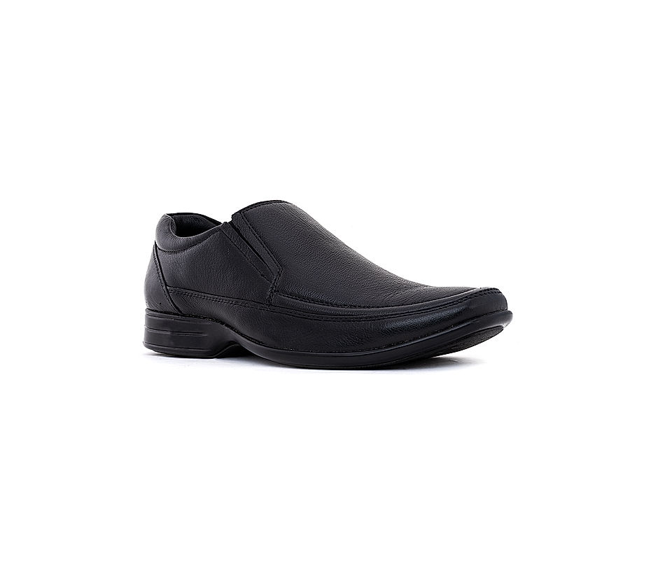 British Walkers Black Leather Slip On Formal Shoe for Men