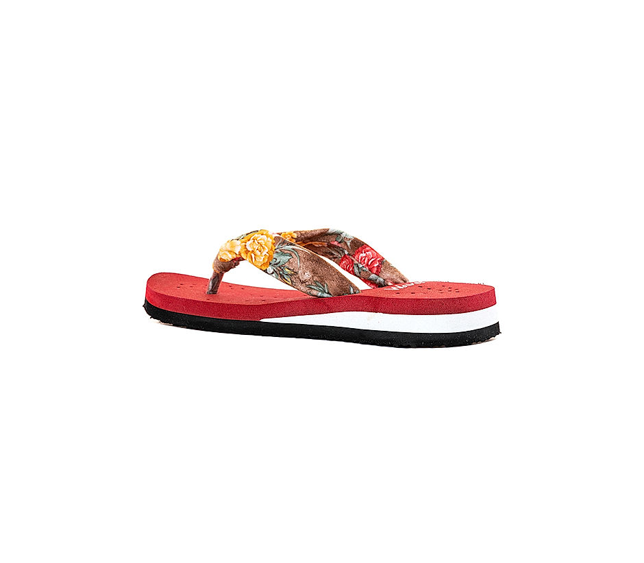 KHADIM Waves Maroon Red Casual Flip Flops for Women 4132115