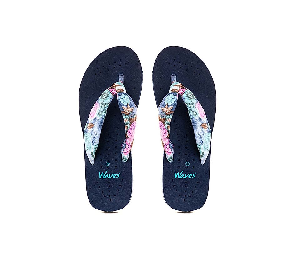 KHADIM Waves Blue Casual Flip Flops for Women 4132119