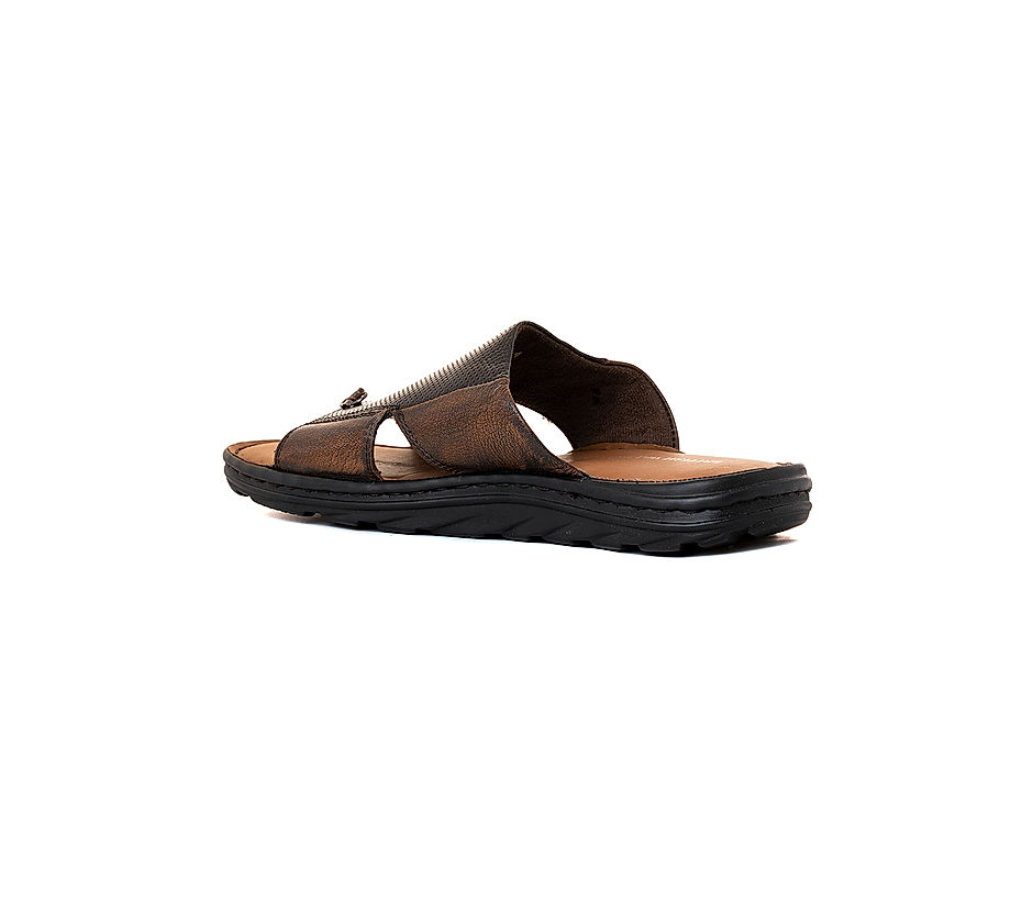 KHADIM British Walkers Brown Leather Slip On Sandal for Men 5053194