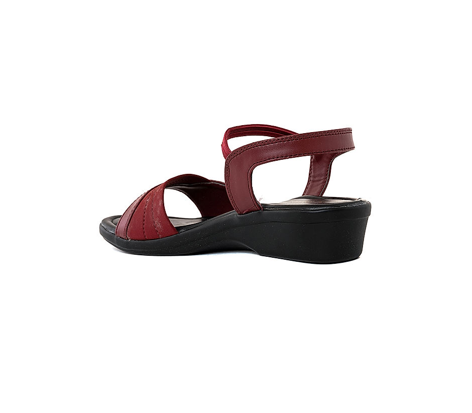 Ladies red wedge sandals hot sale