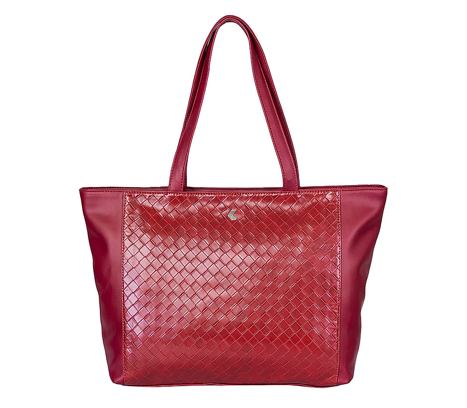 Khadim Cherry Red Tote Handbag for Women 5211045
