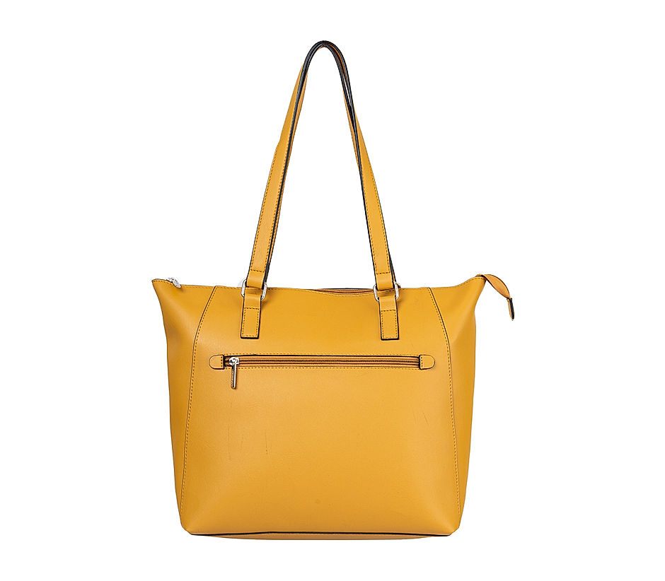 Khadim Yellow Tote Handbag for Women 5211148