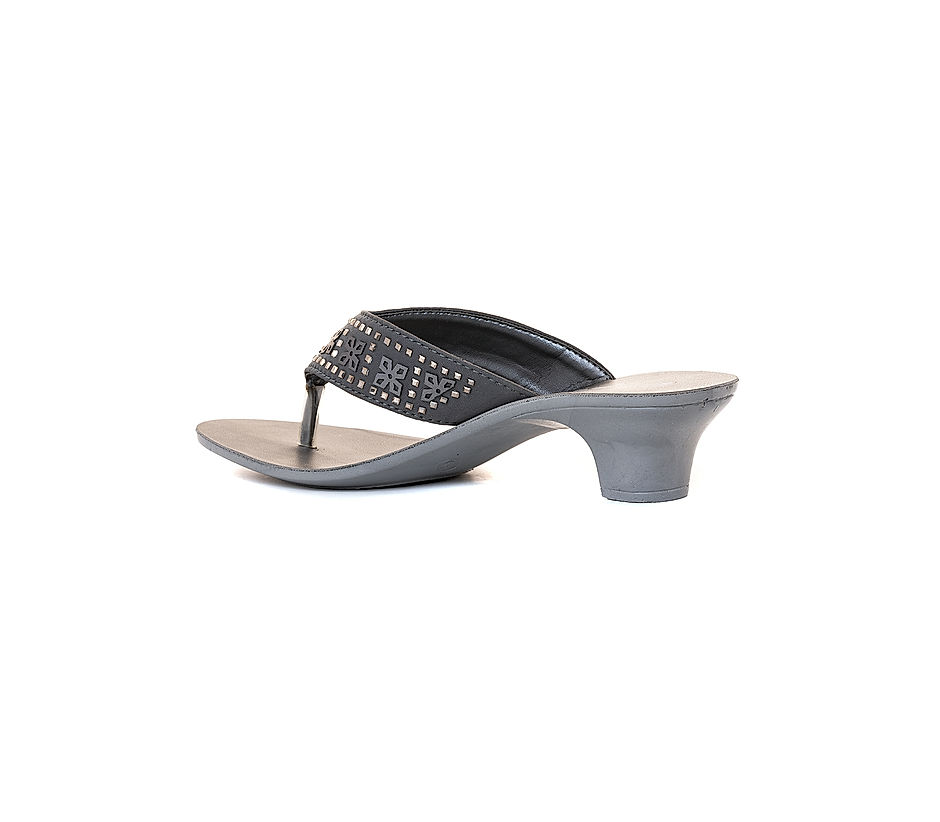 KHADIM Grey French Heel Slip On Sandal for Women 5260722