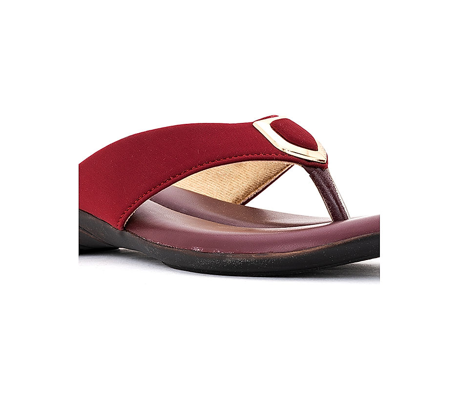 Khadim Maroon Casual Flat Slip On for Women