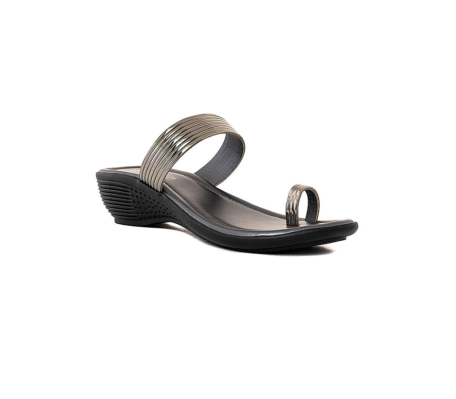 KHADIM Grey Wedge Heel Slip On Sandal for Women 5300672
