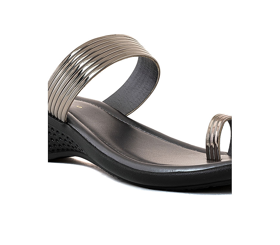 KHADIM Grey Wedge Heel Slip On Sandal for Women 5300672