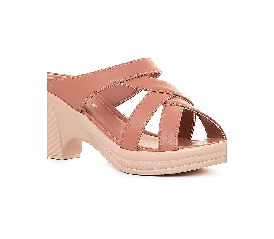 KHADIM Pink High Heel Cone Mule Slip On Sandal for Women 5320725