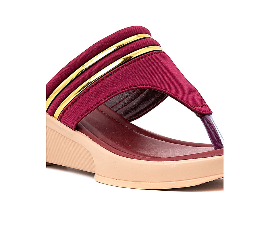 KHADIM Magenta Pink Wedge Heel Slip On Sandal for Women 5320765