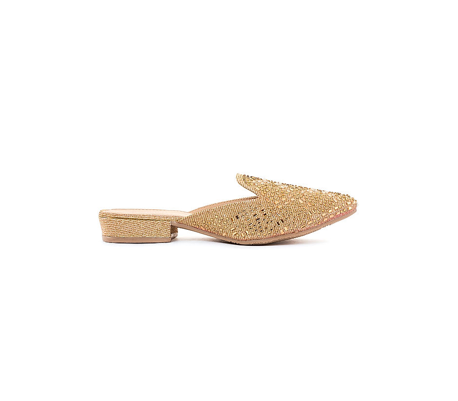 Khadim Gold Flat Mules for Women
