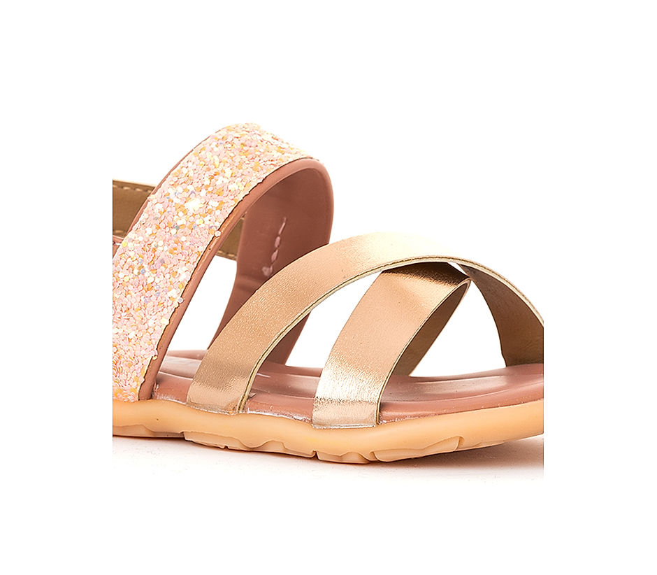 Bonito Rose Gold Flat Sandal for Girls