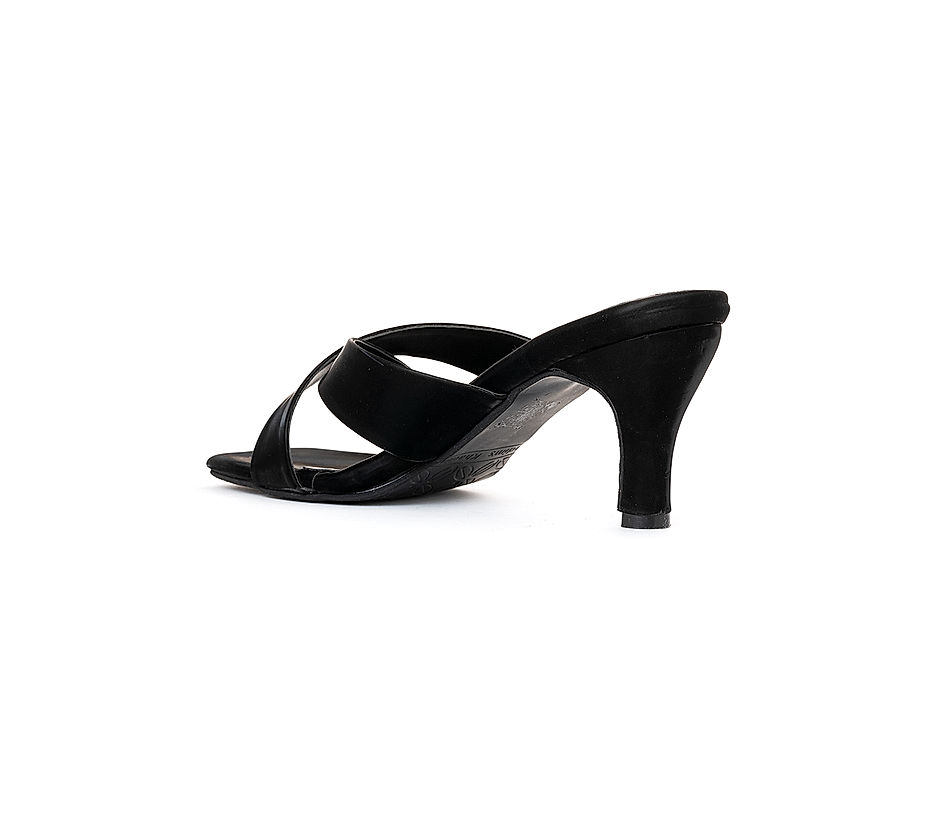 KHADIM Cleo Black High Heel Mule Slip On Sandal for Women (5720306)