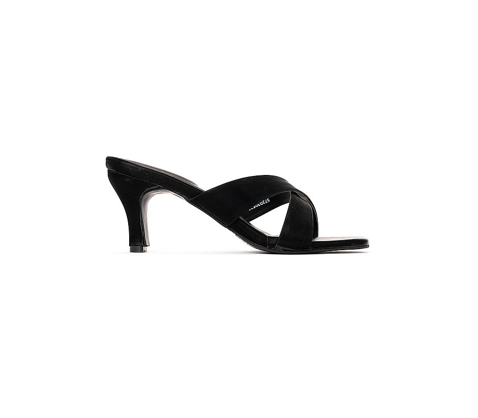 KHADIM Cleo Black High Heel Mule Slip On Sandal for Women (5720306)