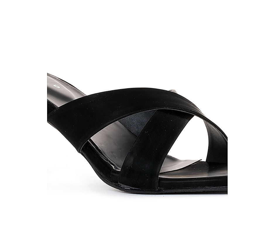 KHADIM Cleo Black High Heel Mule Slip On Sandal for Women (5720306)