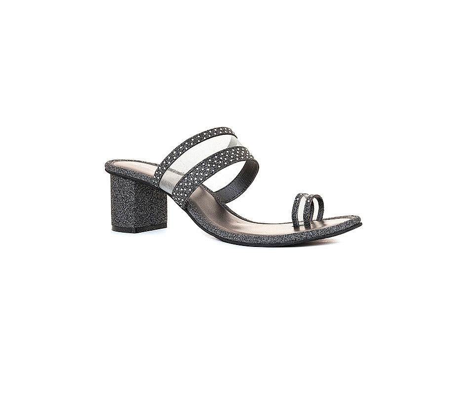 KHADIM Grey Block Heel Slip On Sandal for Women 5720322
