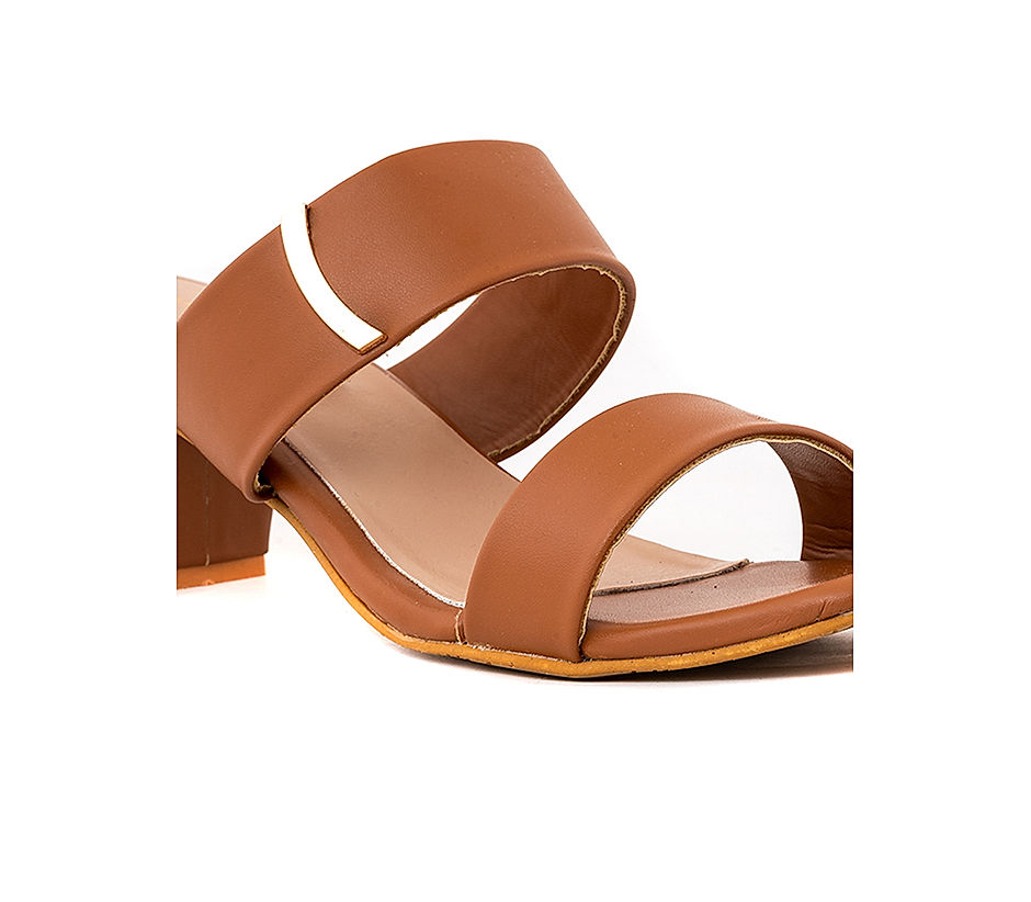 KHADIM Sharon Brown Block Heel Slip On Sandal for Women 5720343