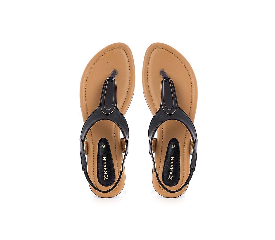 Khadim Black Flat Sling Back Sandal for Women