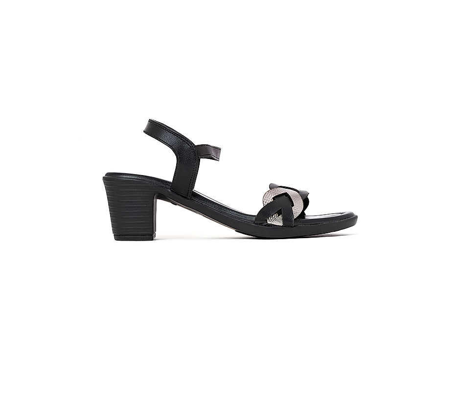 KHADIM Cleo Black Block Heel Slingback Sandal for Women (6510876)