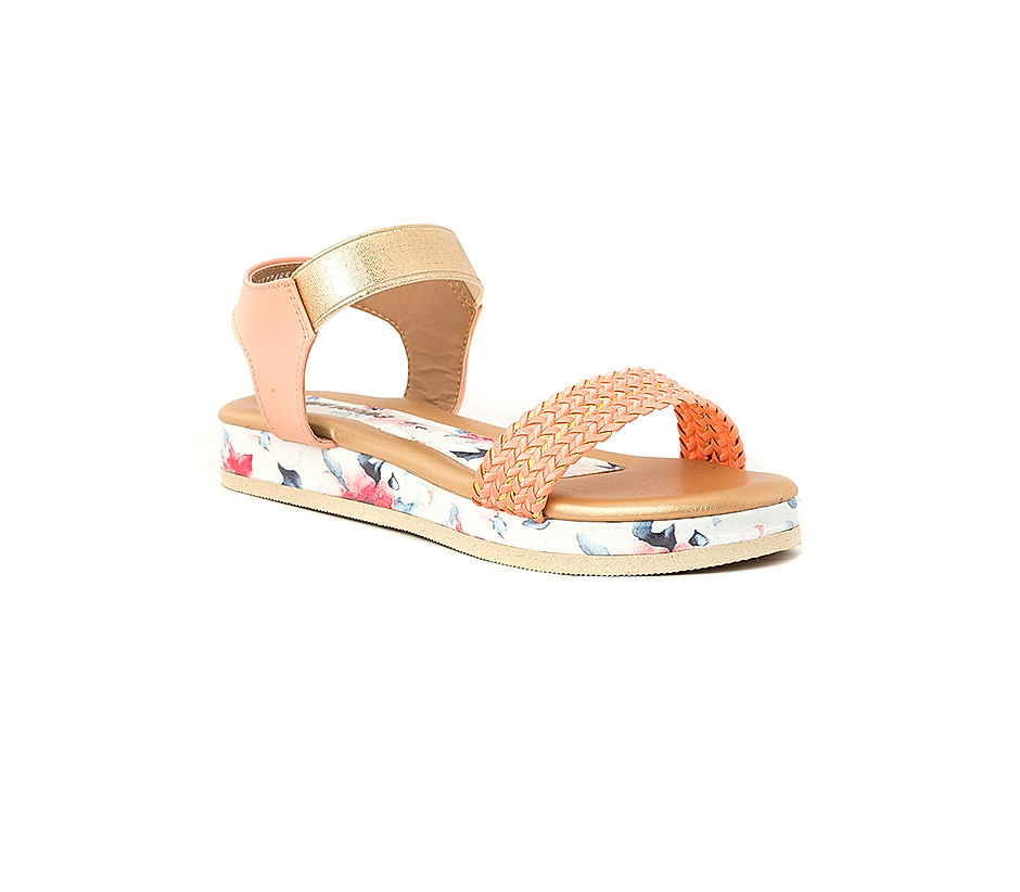 KHADIM Adrianna Peach Flat Platform Slingback Sandal for Girls 4.5 1