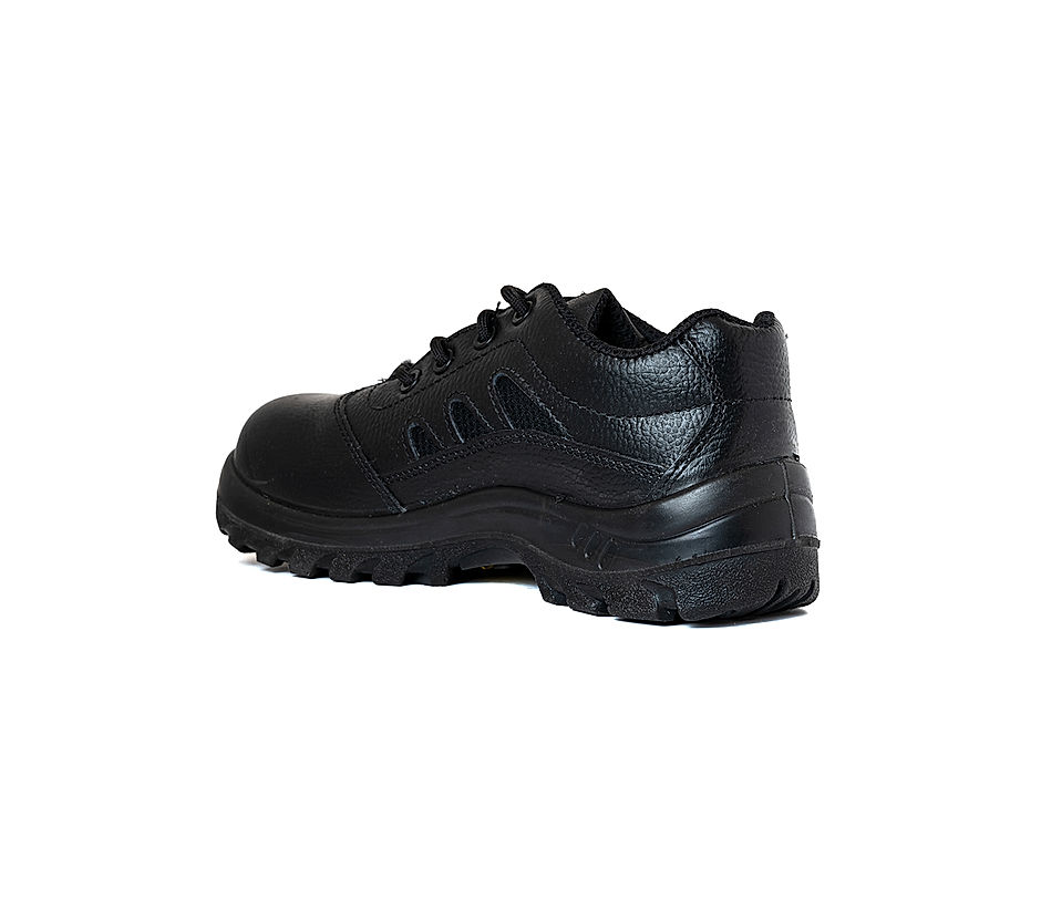 KHADIM Black Leather Industrial Labour Safety Shoe for Men 6680056