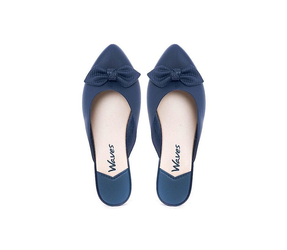 KHADIM Waves Navy Blue Washable Mule Slide Slippers for Women (6790079)