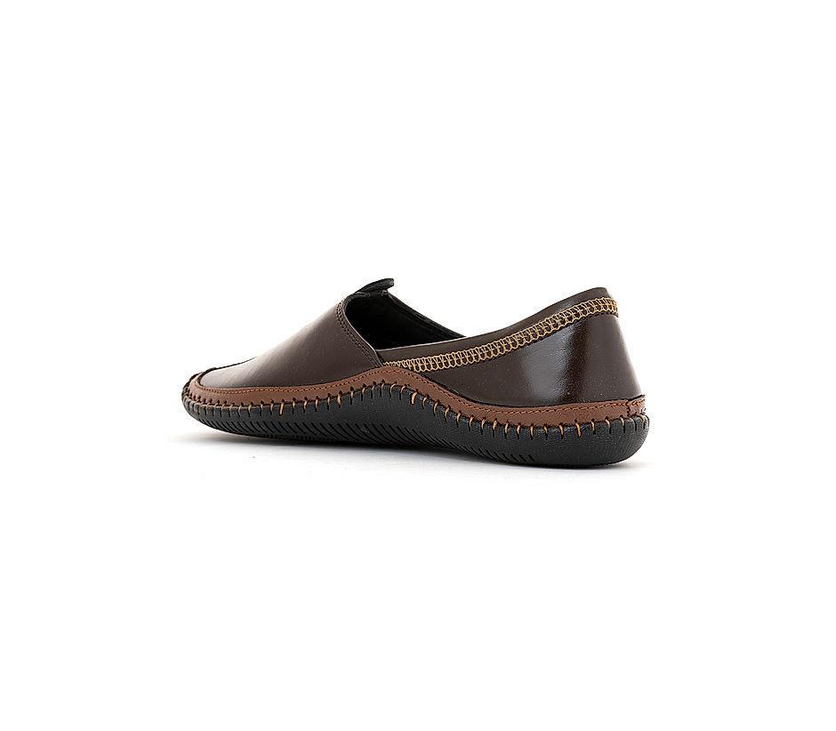 KHADIM Lazard Brown Leather Nagra Jutti Ethnic Shoe for Men (6940014)