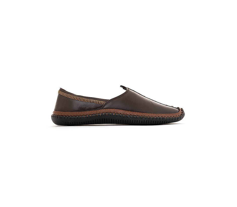 KHADIM Lazard Brown Leather Nagra Jutti Ethnic Shoe for Men (6940014)