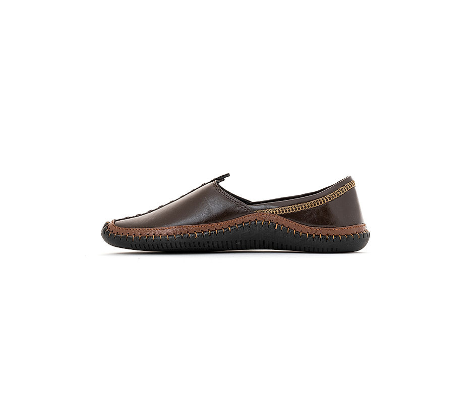 KHADIM Lazard Brown Leather Nagra Jutti Ethnic Shoe for Men (6940014)