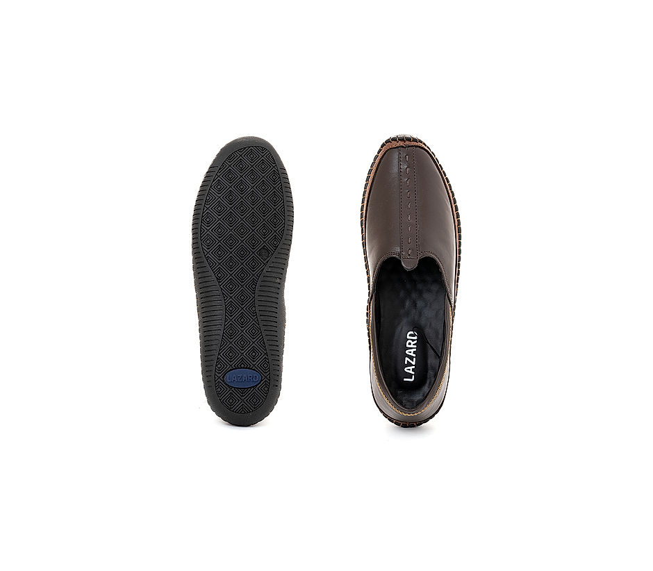 KHADIM Lazard Brown Leather Nagra Jutti Ethnic Shoe for Men (6940014)