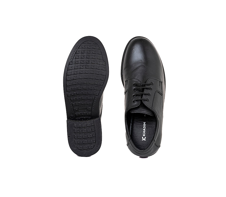 KHADIM Black Leather Formal Derby School Shoe for Boys - 2.5-5.5 yrs (8880376)