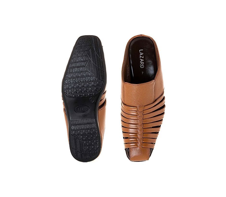 KHADIM Lazard Brown Leather Mule Slip On Sandal for Men (5180403)