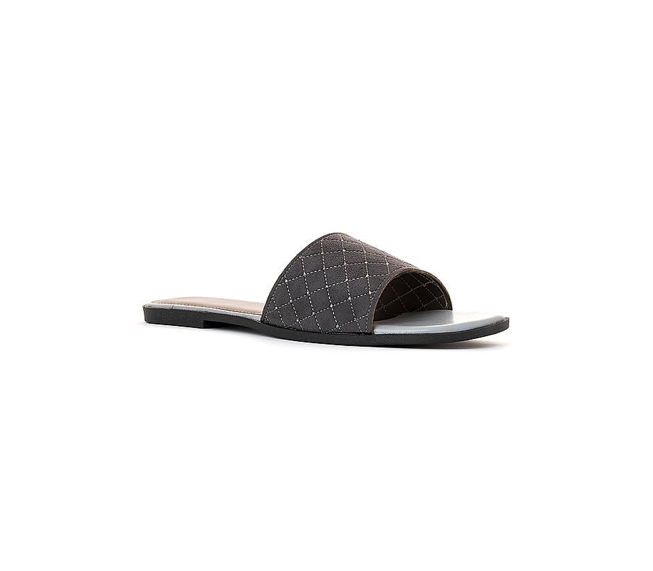 Cleo Grey Mule Flat Sandal for Women