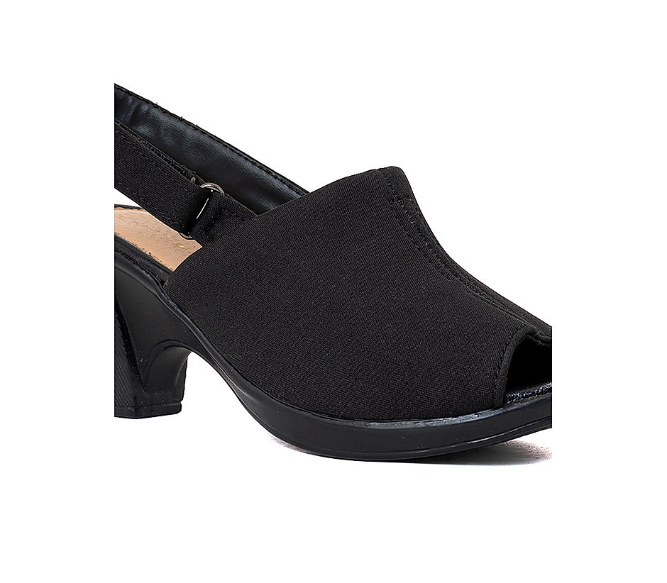 Khadim Black Casual Clog Heel Sandal for Women