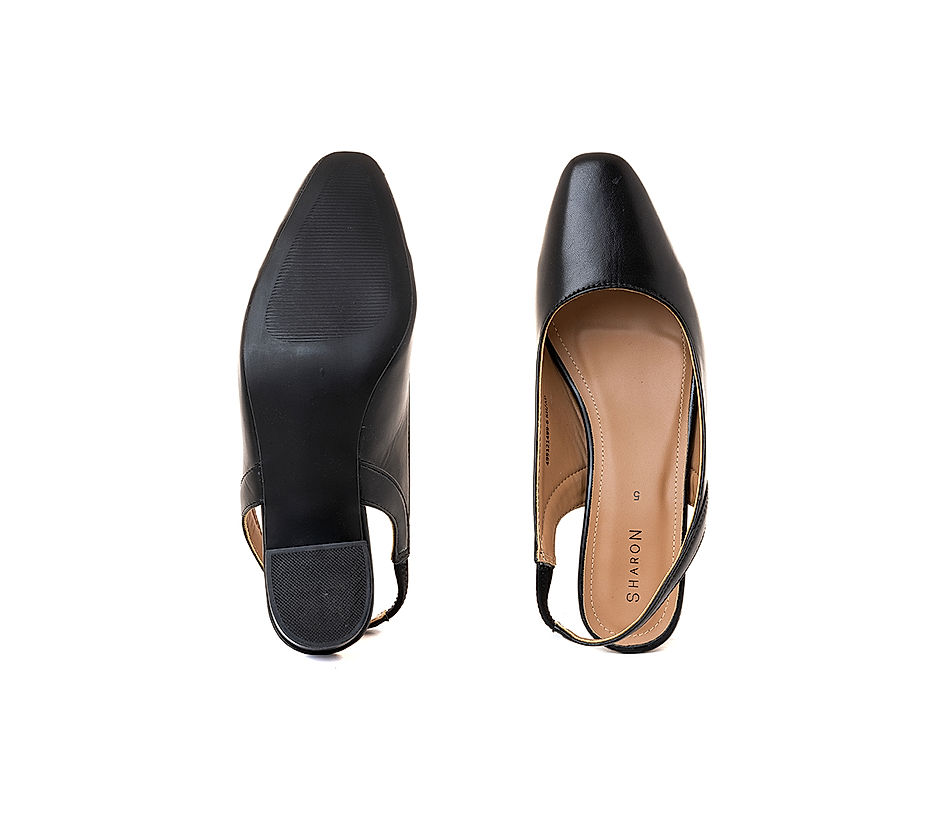 KHADIM Sharon Black Block Heel Slingback Pump Sandal for Women (499121