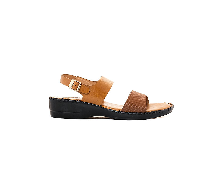 KHADIM Brown Wedge Heel Slingback Sandal for Women (6511114)