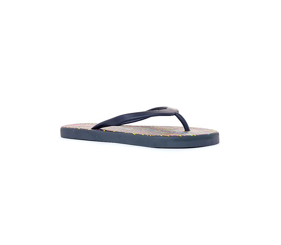 KHADIM Waves Navy Blue Washable Thong Slippers for Women 6490109