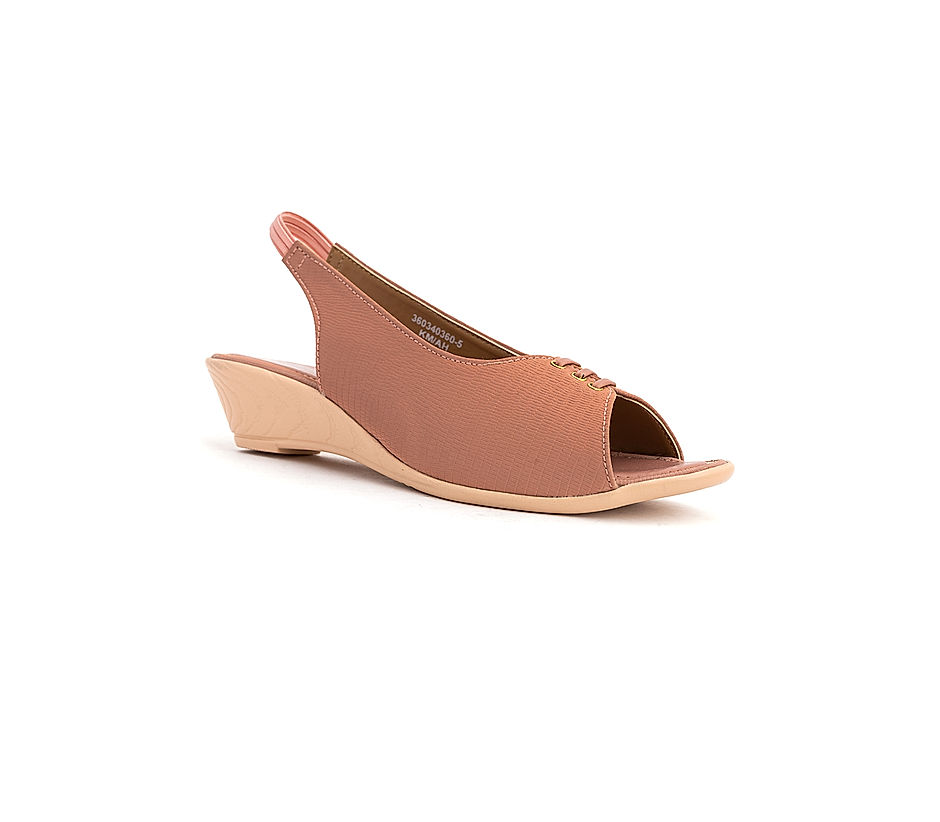Adrianna Peach Casual Peep-Toe Heel Sandal for Girls